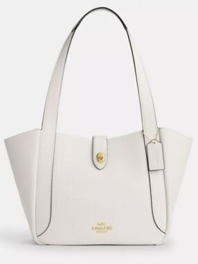 Coach Hadley Turnlock Tote in White with Gold Hardware